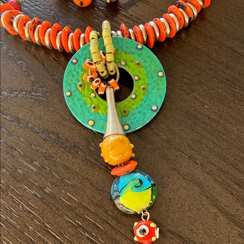 Colorful Beaded Necklace and Bracelet Set - Picture 2 of 3